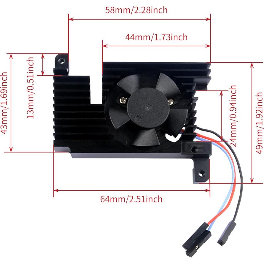 Disipador de Aluminio GeeekPi con Ventilador PWM para Raspberry Pi 4B
