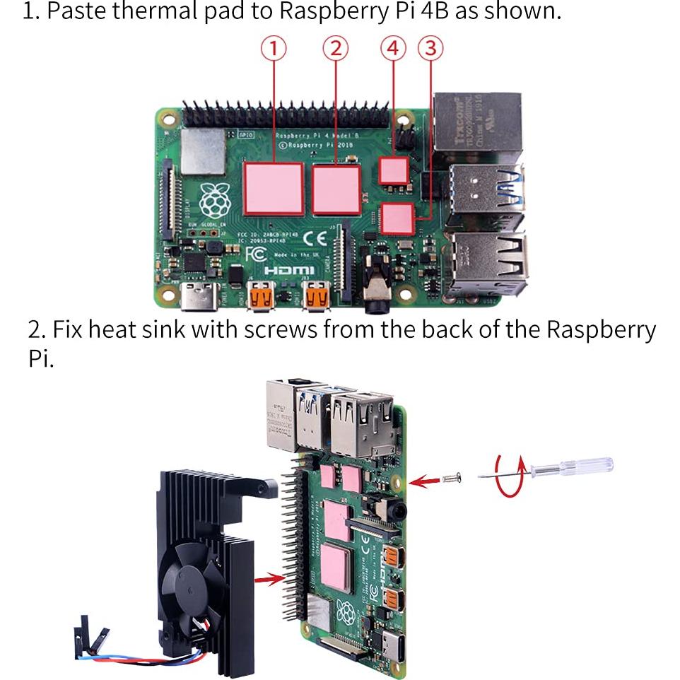 Disipador de Aluminio GeeekPi con Ventilador PWM para Raspberry Pi 4B