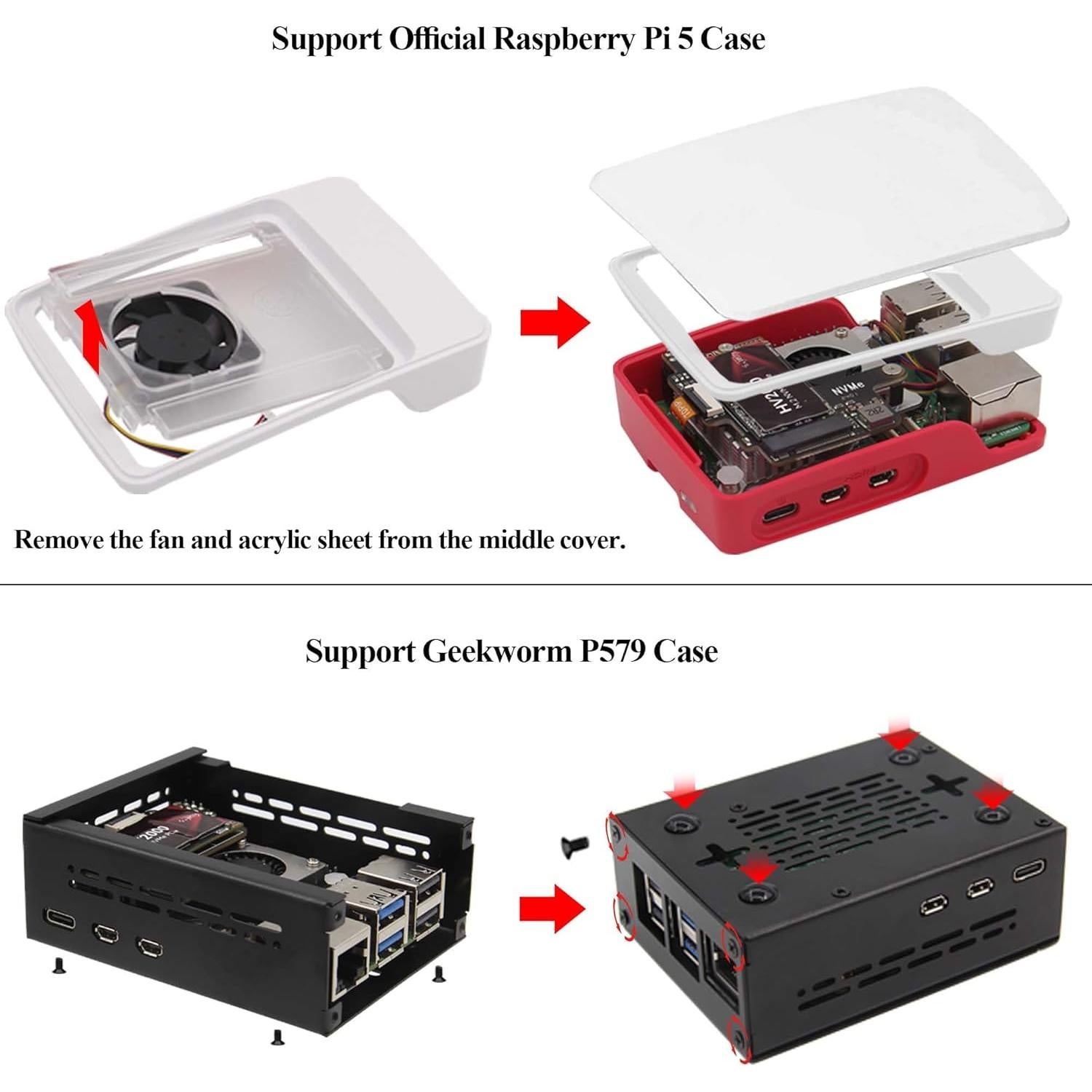 Geekworm X1003 PCIe a M.2 HAT para Raspberry Pi 5 - Soporte NVMe