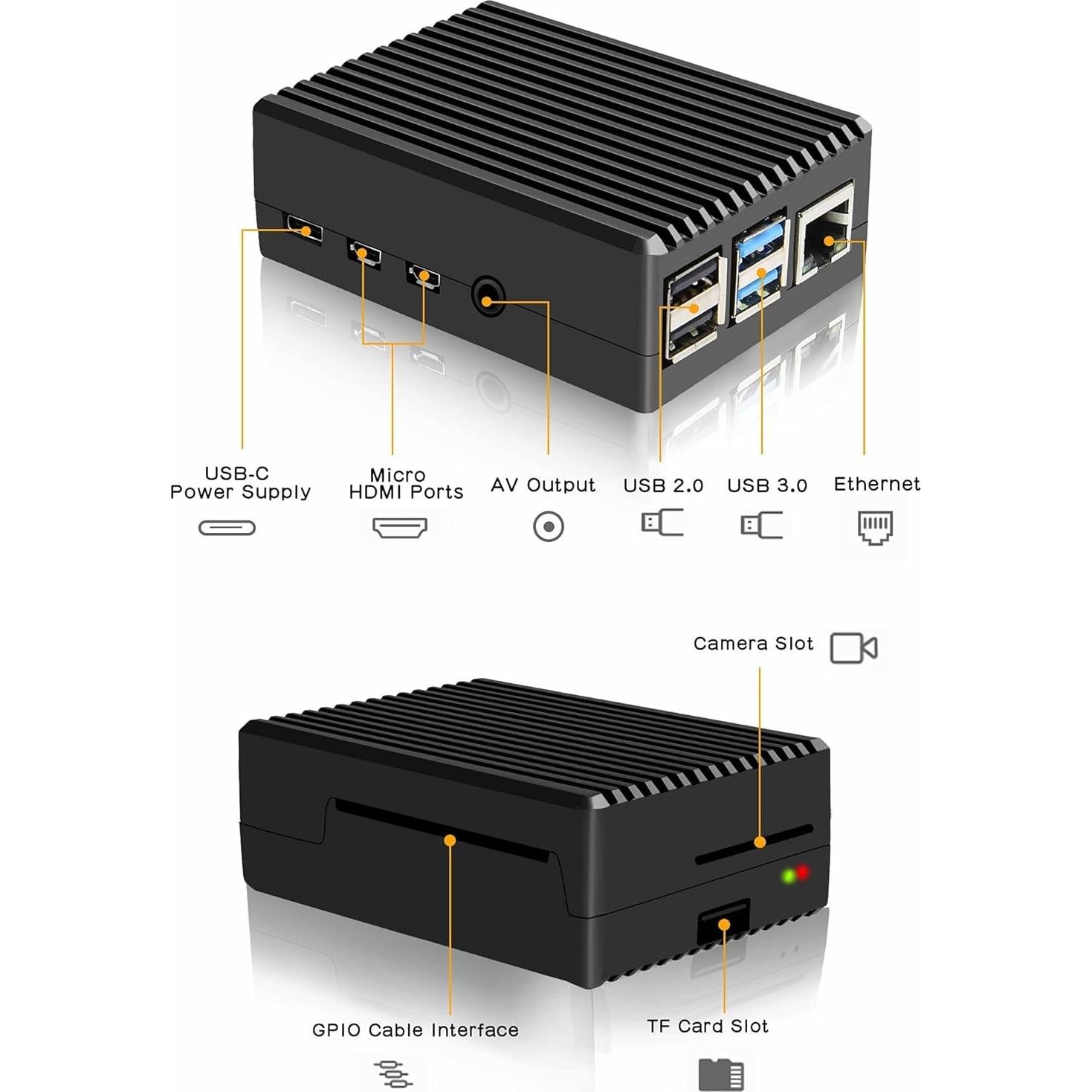 Caja de Aluminio Geekworm P173 para Raspberry Pi 4B + Adaptador 5V 4A