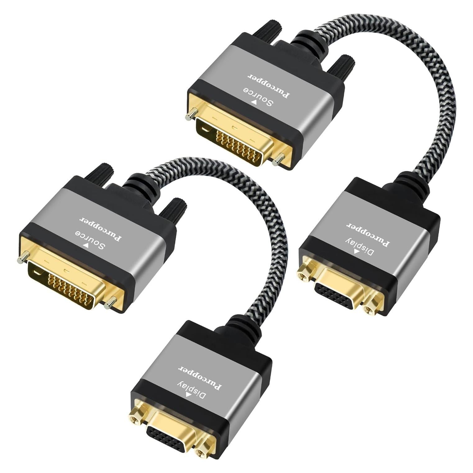 Adaptador DVI a VGA Activo Purcopper 2 Pack 1080P