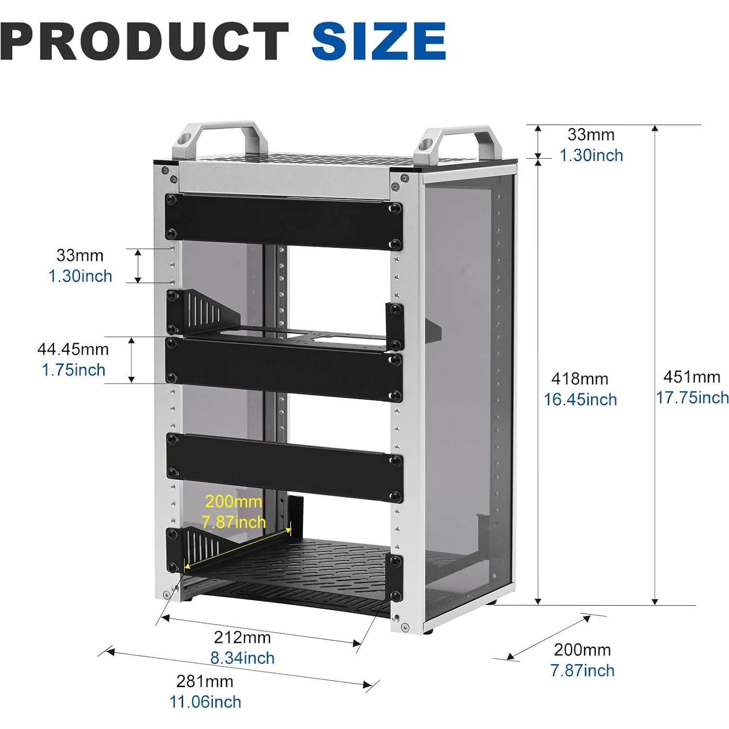Gabinete de Servidor 8U GeeekPi RackMate T1 25.4 cm Aluminio