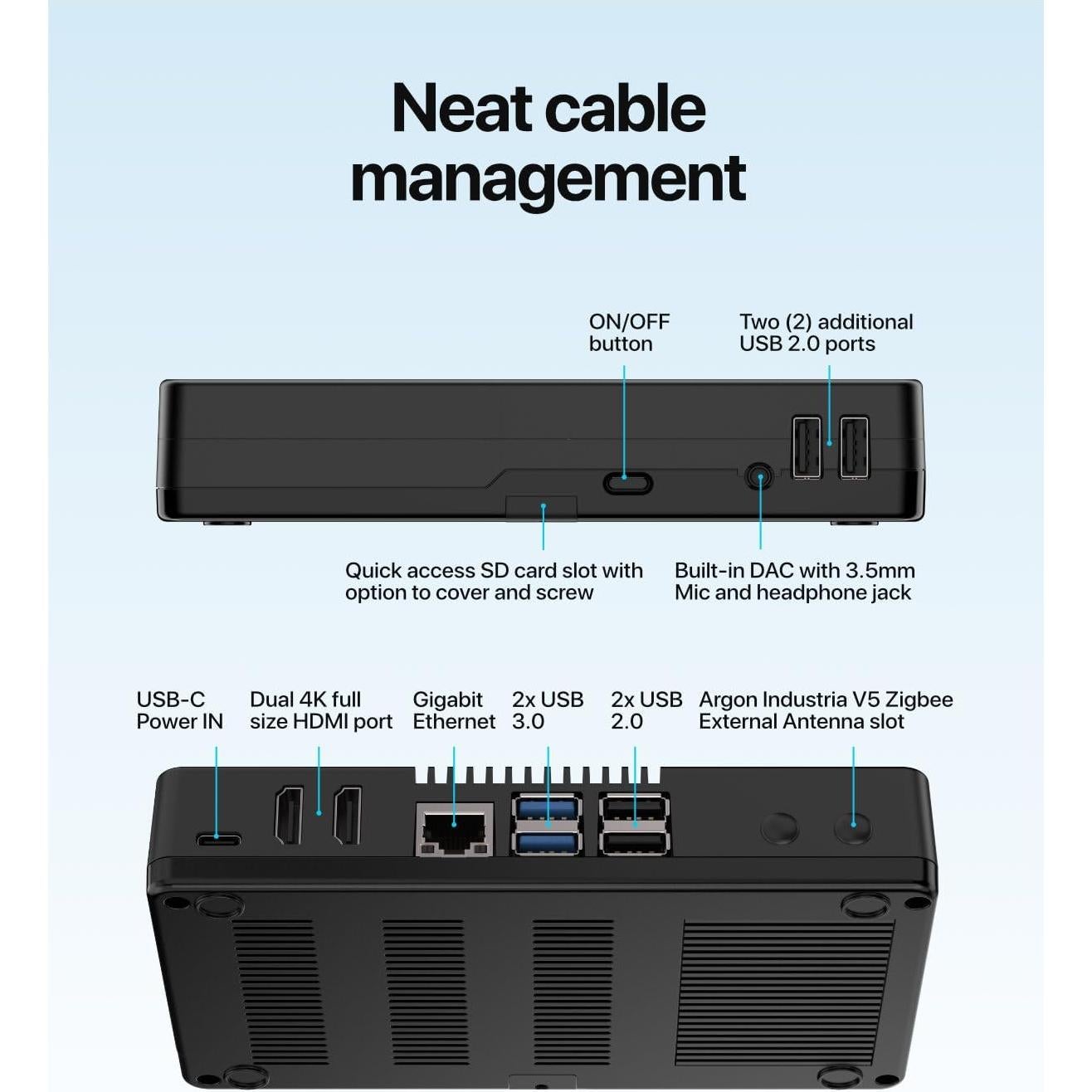 Caja Argon ONE V5 para Raspberry Pi 5 con M.2 NVMe
