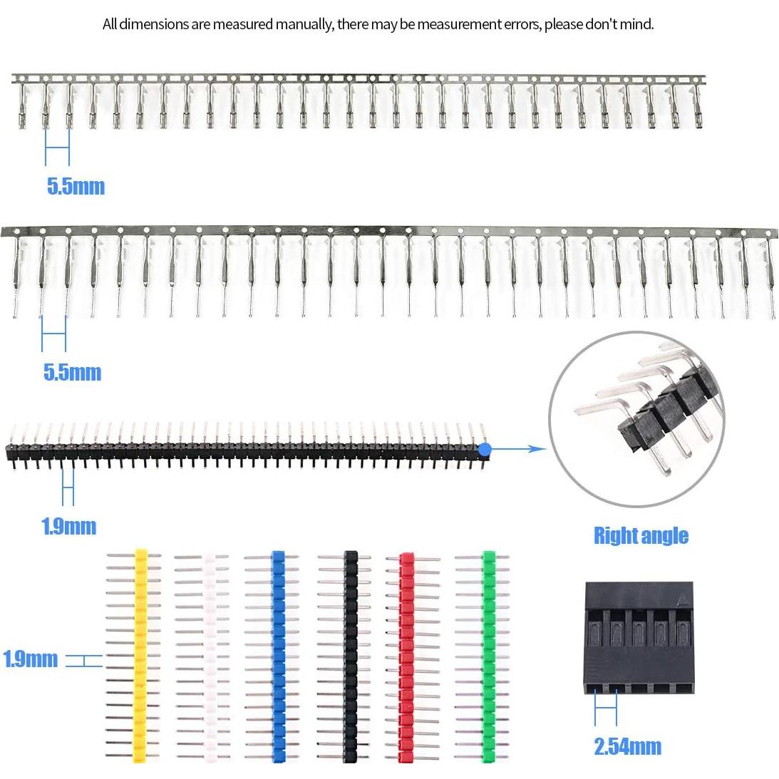 Conector Crimpado Glarks 1191Pcs 2.54mm Hembra/Macho IDC Arcoíris