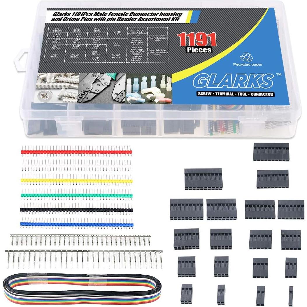 Conector Crimpado Glarks 1191Pcs 2.54mm Hembra/Macho IDC Arcoíris