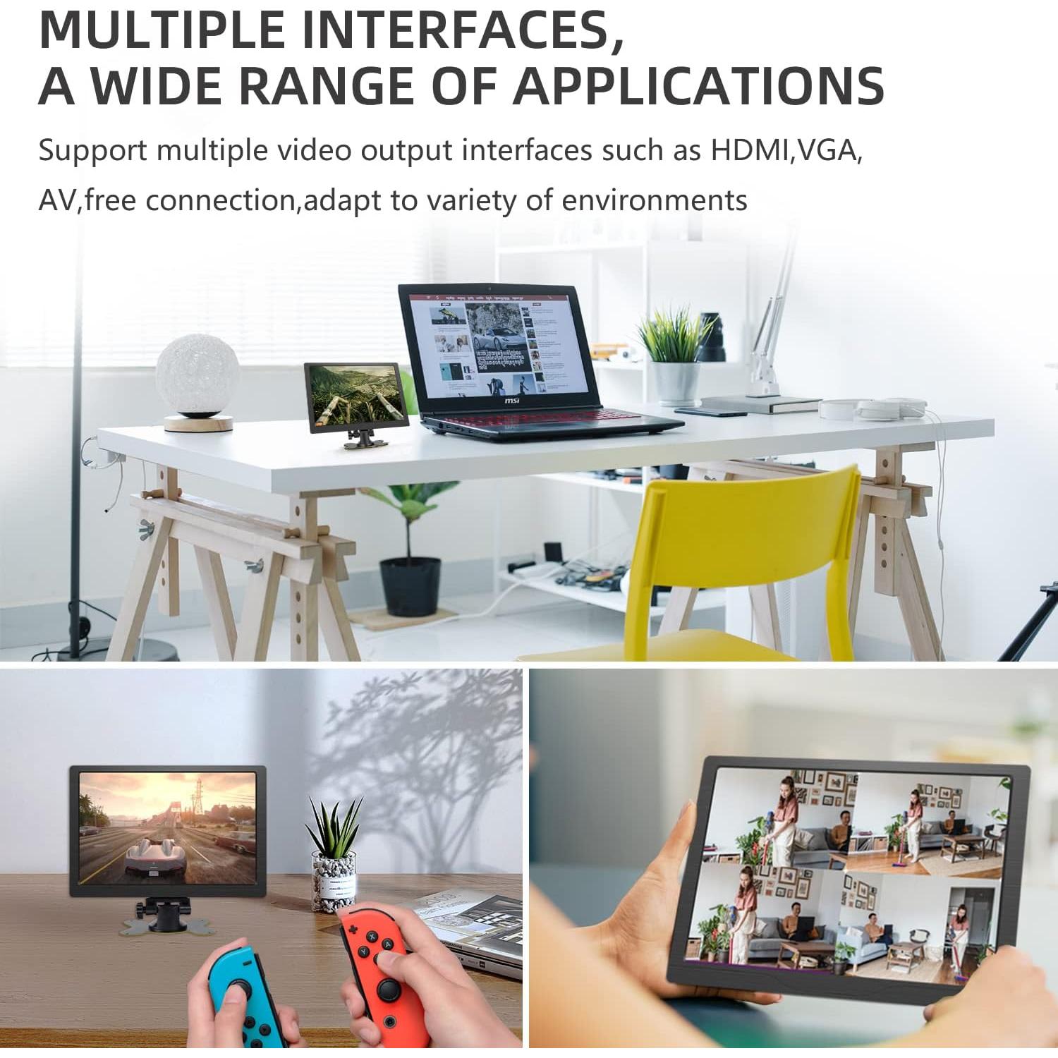 Monitor Portátil HDMI 10.1" HMTECH 1280x800 IPS con Altavoces