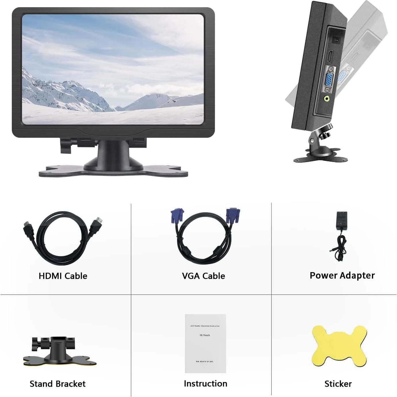 Monitor Portátil HDMI 10.1" HMTECH 1280x800 IPS con Altavoces