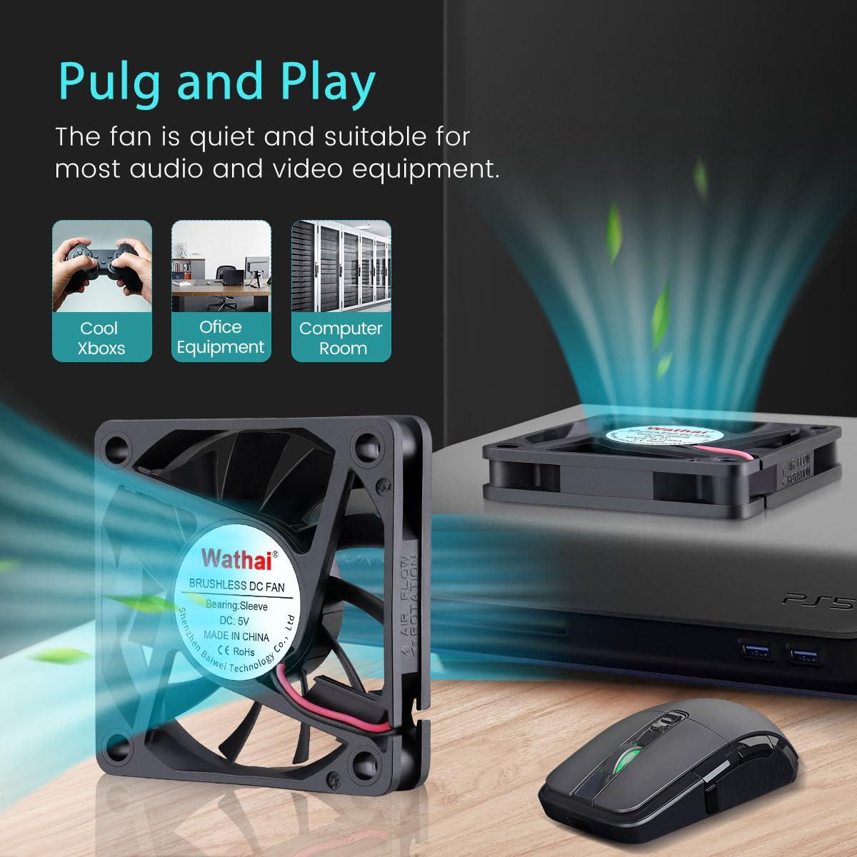 Ventilador USB Wathai 60mm x 10mm con Control de Velocidad