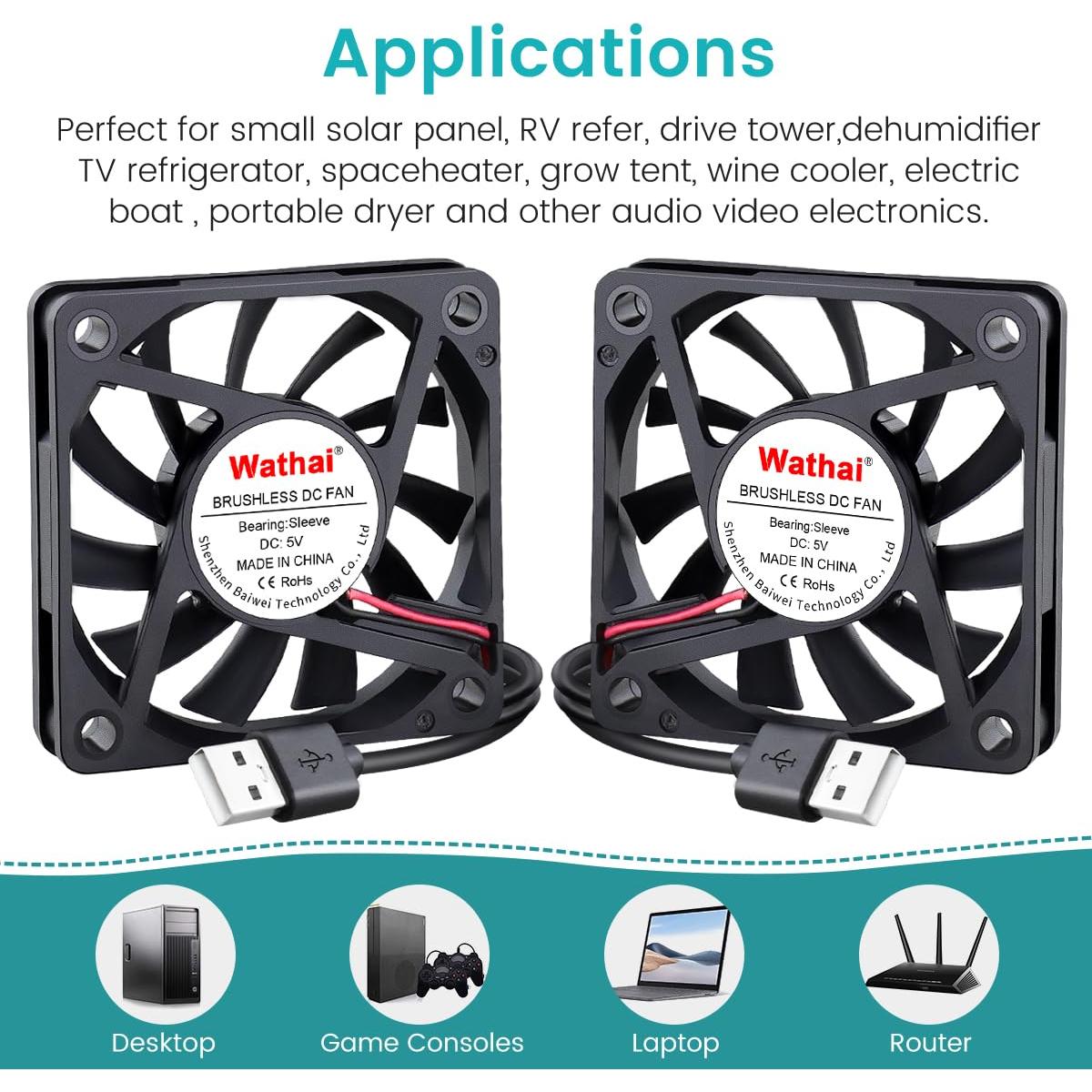 Ventilador USB Wathai 60mm x 10mm con Control de Velocidad