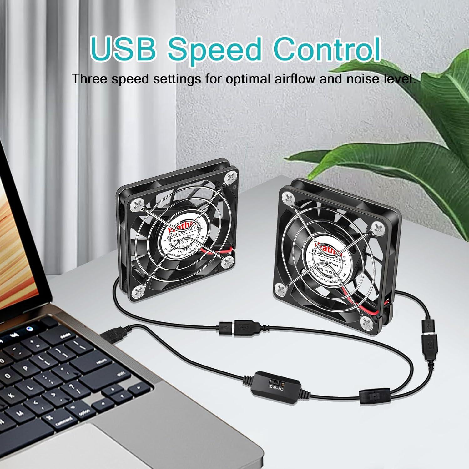 Ventilador USB Wathai 60mm x 10mm con Control de Velocidad