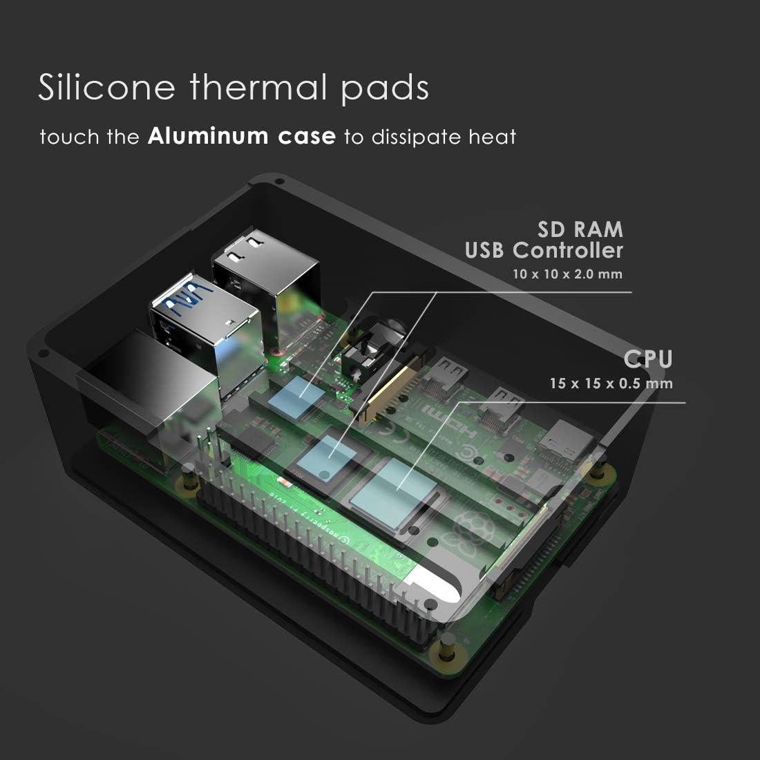 Disipador de Calor Aluminio Anidees para Raspberry Pi 4 B Plata