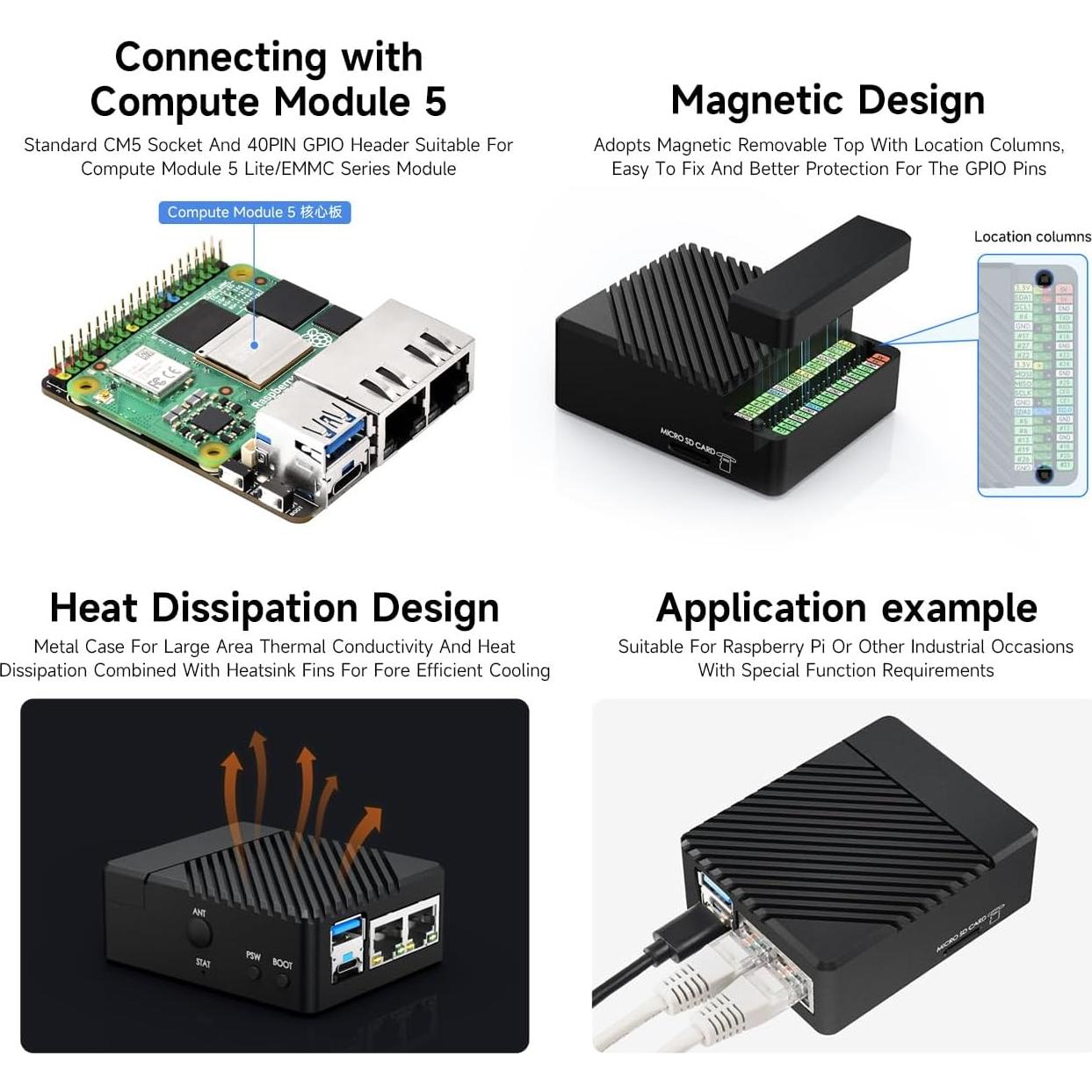 Placa Base Ethernet Doble Gigabit Waveshare CM5-DUAL-ETH-MINI