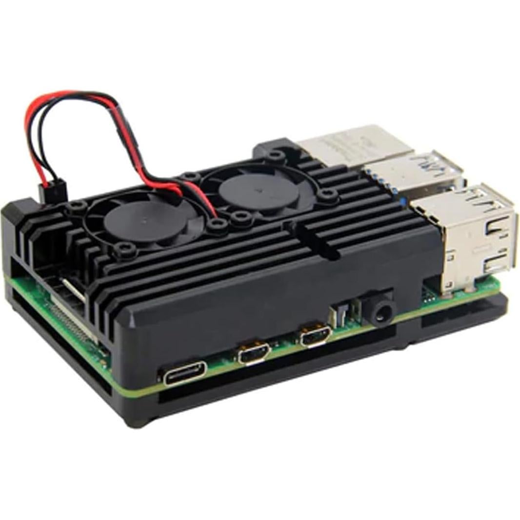 Caja de Aluminio ODS675 con Doble Ventilador para Raspberry Pi 4 B