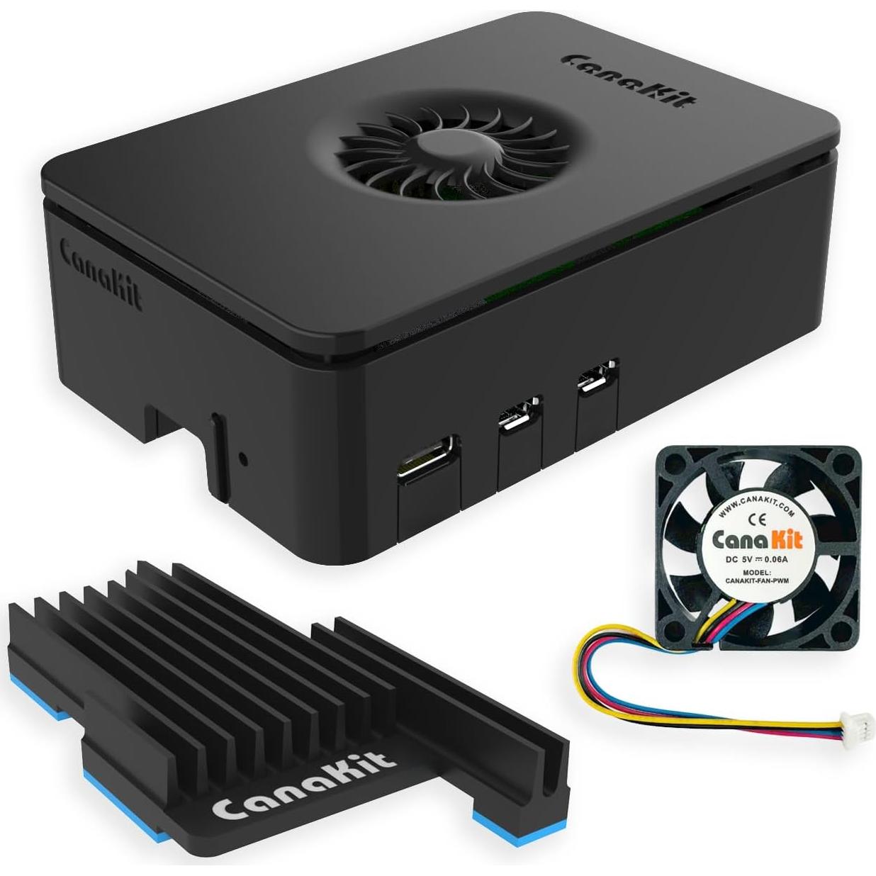 Fuente de Poder 45W CanaKit para Raspberry Pi 5 con Caja y Disipador