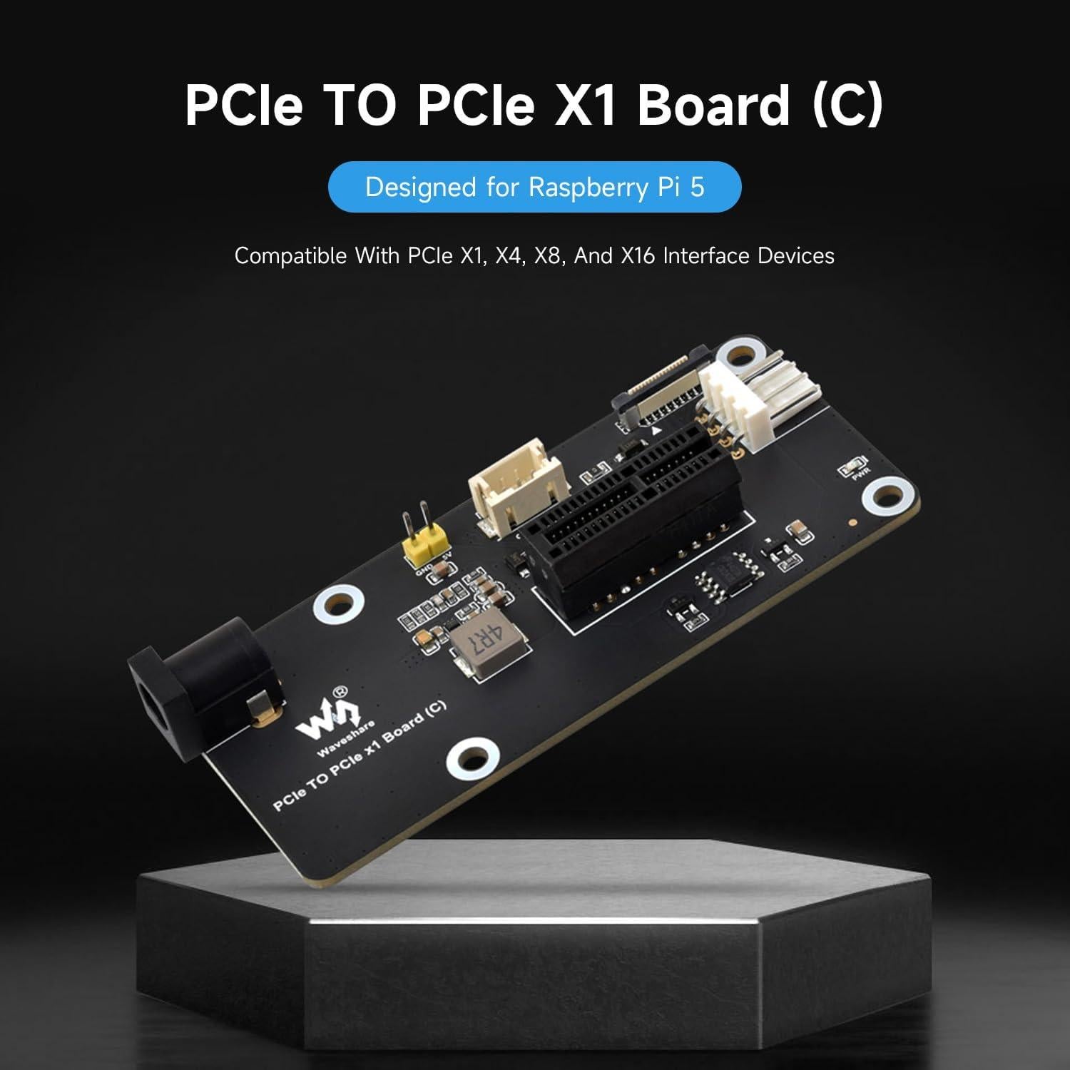 Adaptador PCIe x1 Waveshare para Raspberry Pi 5, 230g