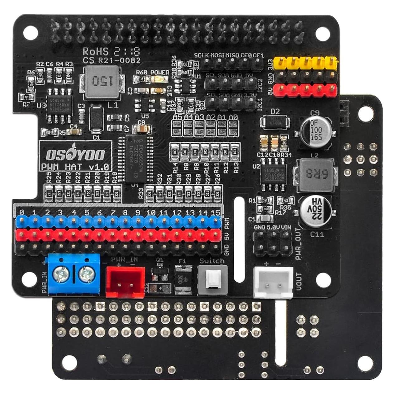 Adaptador de Batería HAT OSOYOO PWM 16 Canales para Raspberry Pi