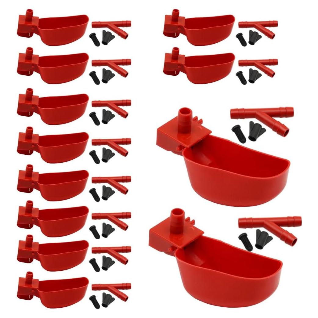 12 Tazas Bebederos Automáticos para Aves MODUODUO Rojo