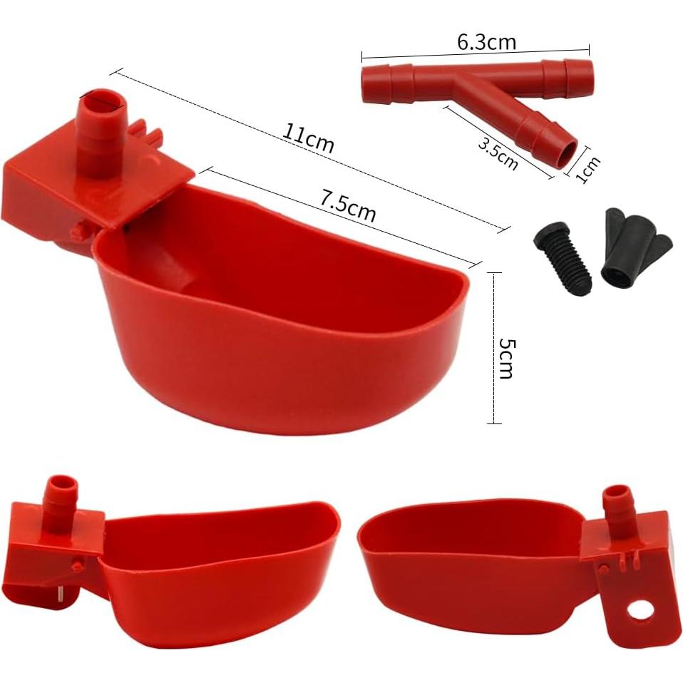 12 Tazas Bebederos Automáticos para Aves MODUODUO Rojo