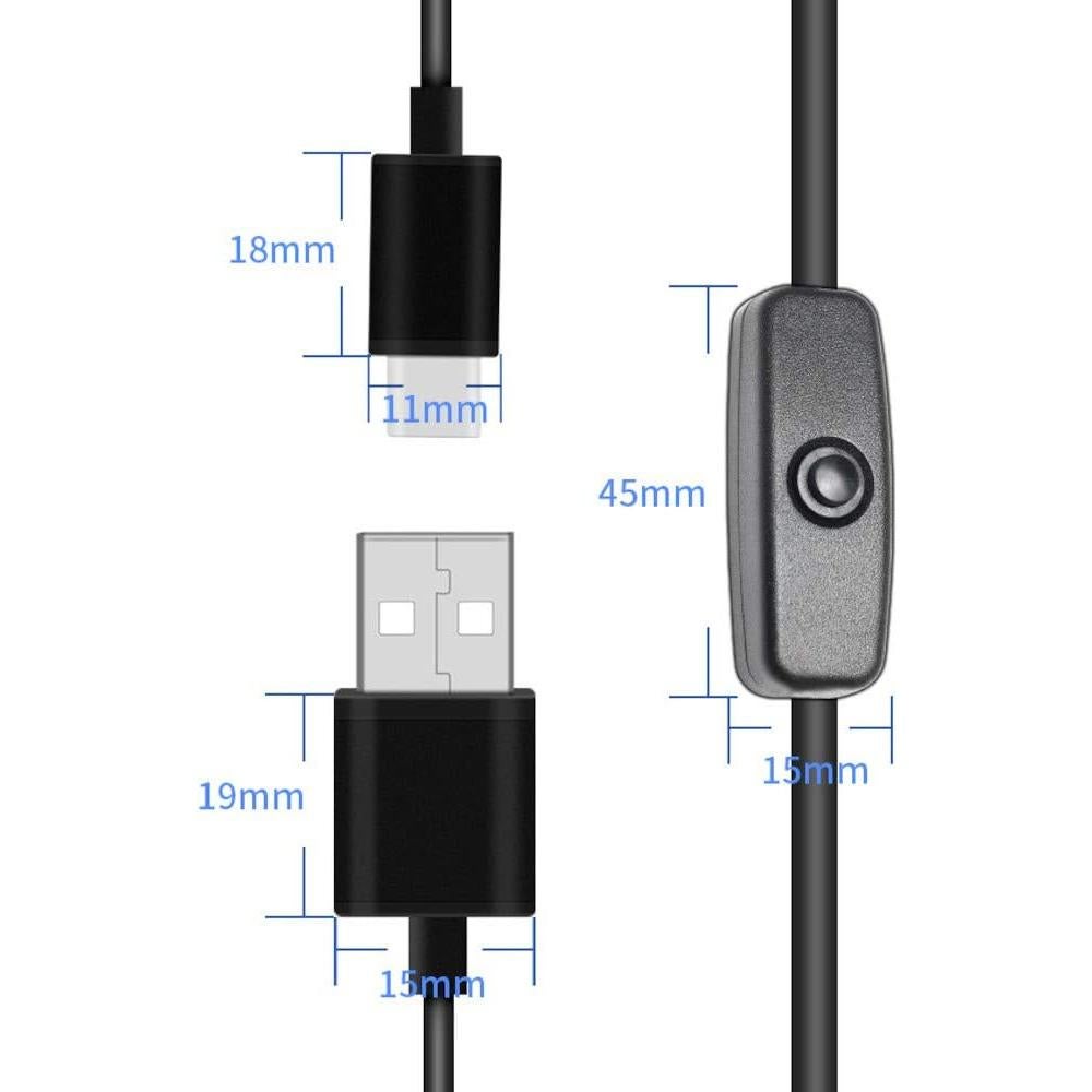 Cable USB Tipo C JacobsParts con Interruptor 0.91m 3A