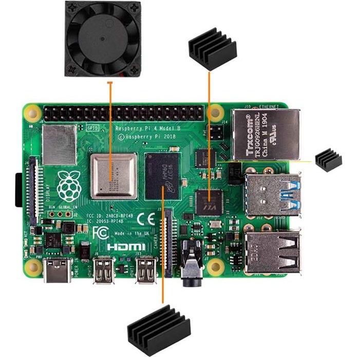 Kit Ventilador y Disipador Easycargo para Raspberry Pi 4/5/3