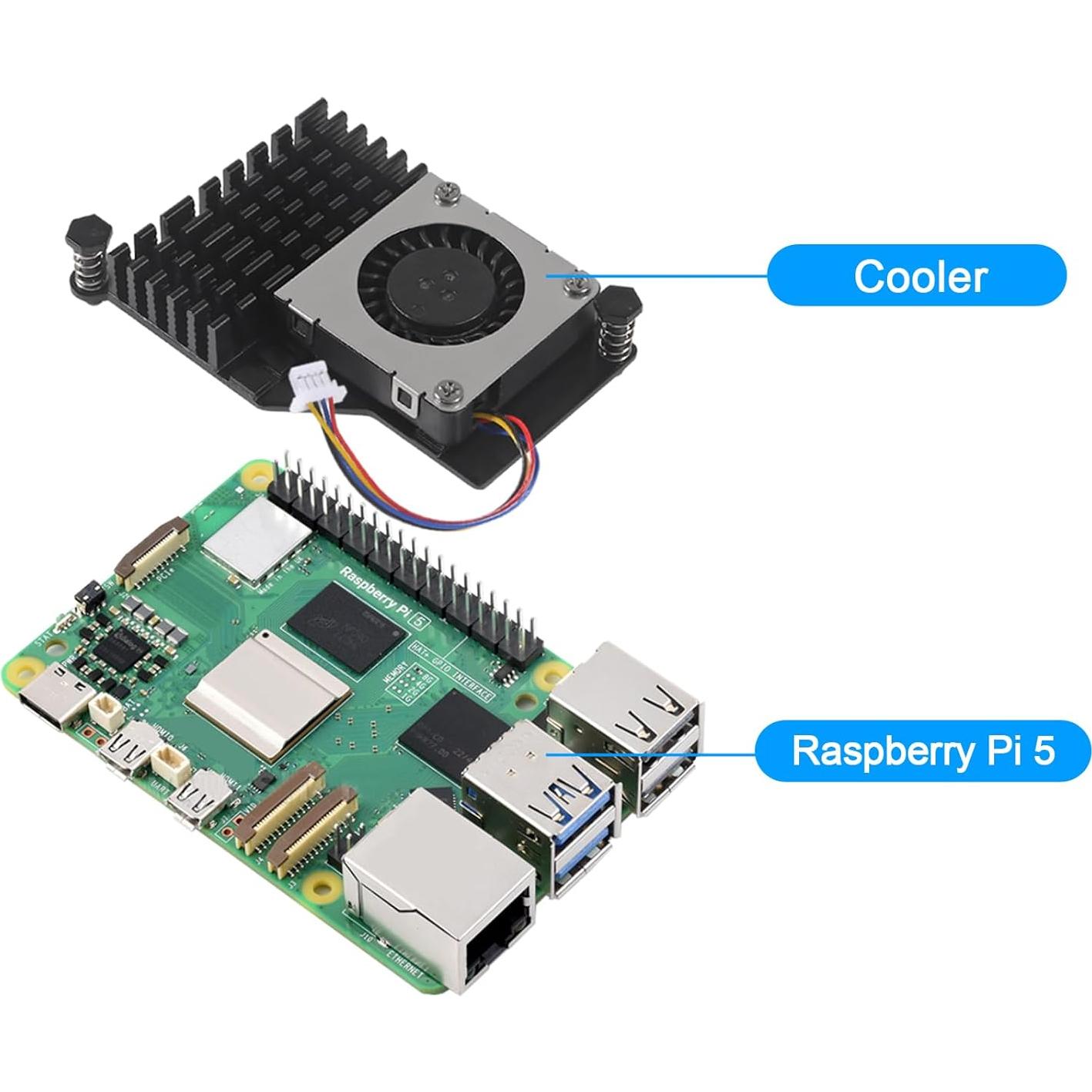 Ventilador Activo Refrigerador DORHEA para Raspberry Pi 5 Negro