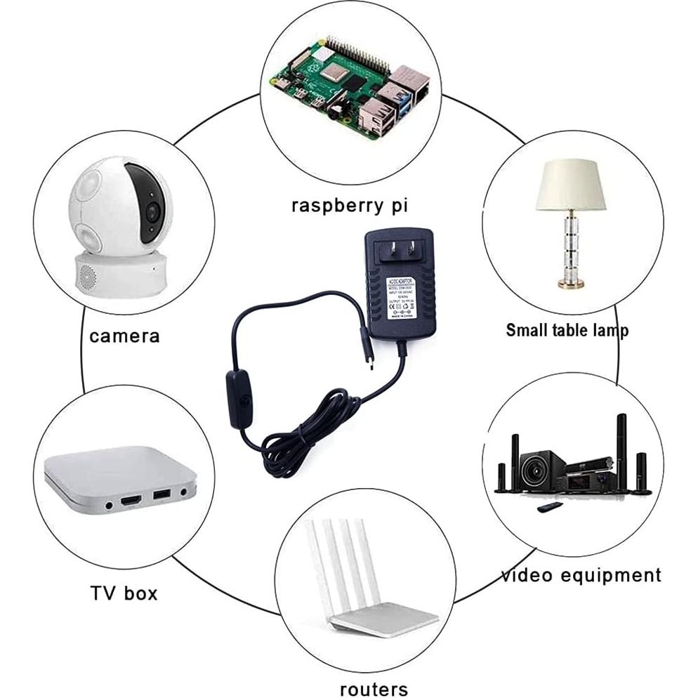 Adaptador de Carga USB Tipo C 5V 3A Treedix para Raspberry Pi 4B