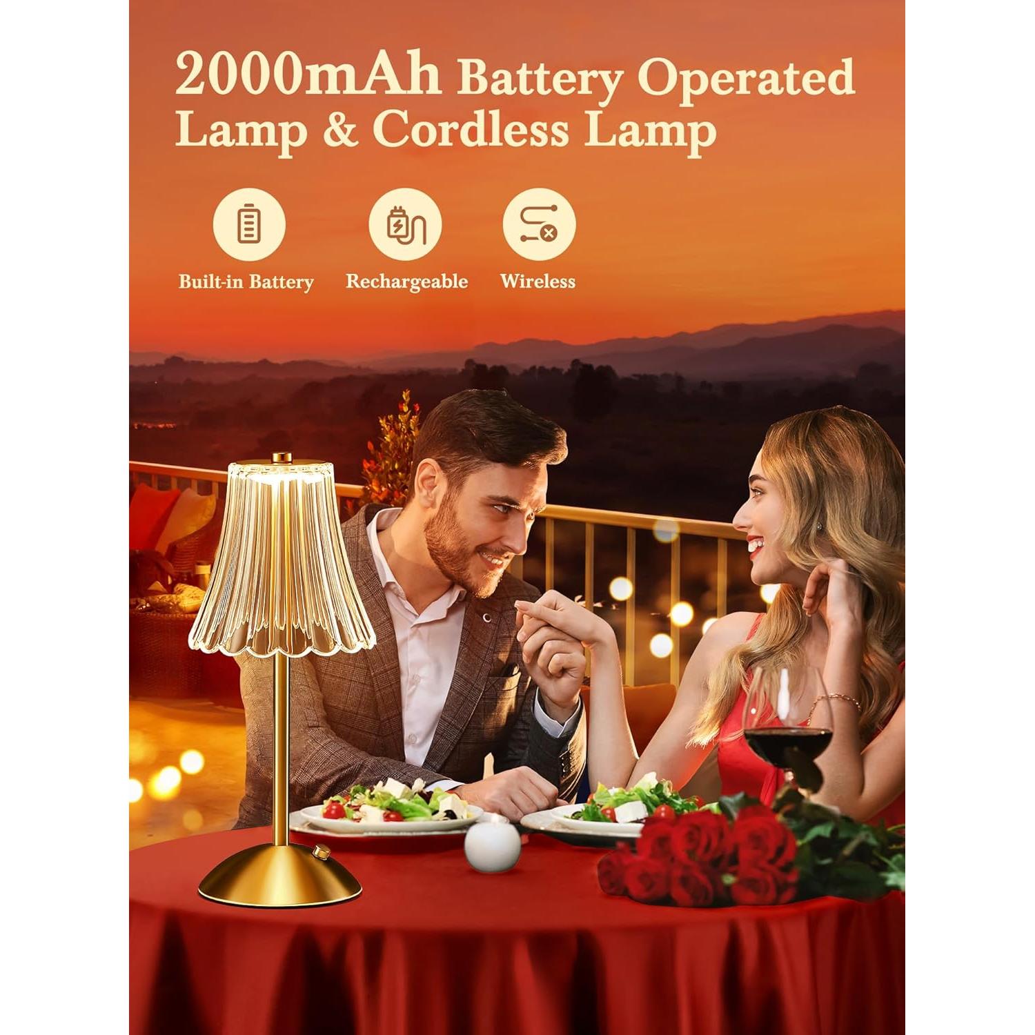 Lámpara Mini Vintage Dorada Rosa Recargable 10 Brillos