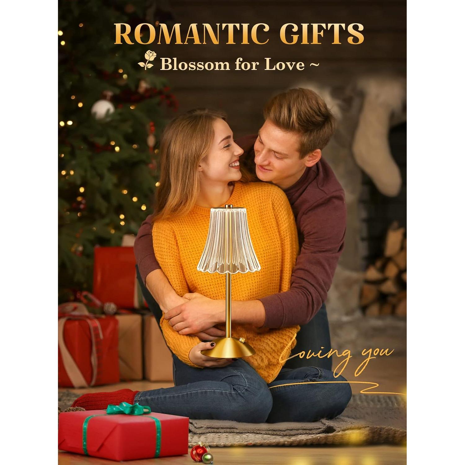 Lámpara Mini Vintage Dorada Rosa Recargable 10 Brillos