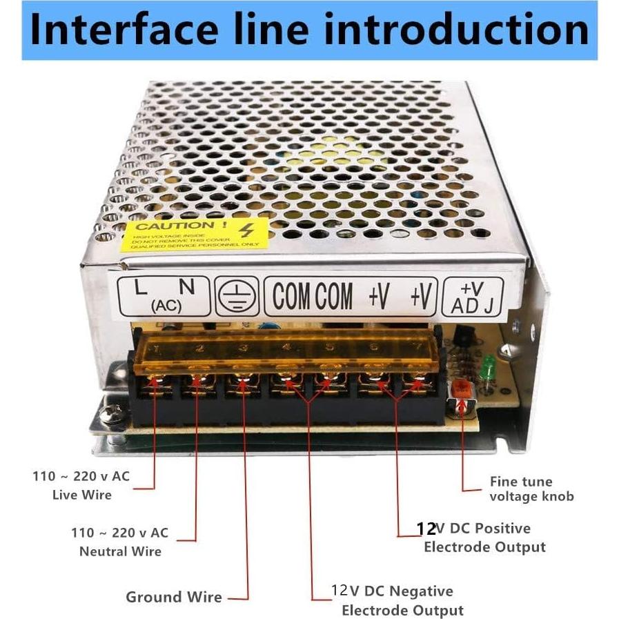 Adaptador de Transformador PHEVOS 12V 20A 250W para CCTV y LED