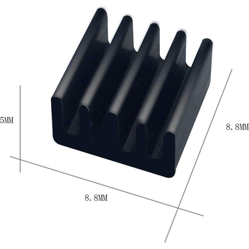 Kit de 60 Mini Disipadores de Calor Aluminio Negro 8.8x8.8x5mm