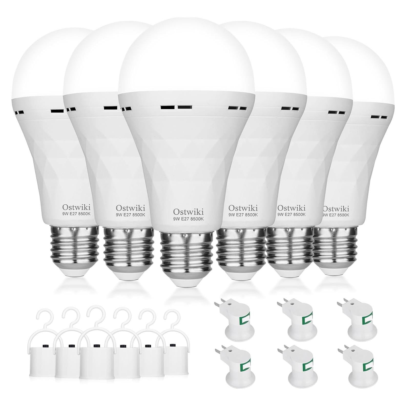 Bombillas Recargables Ostwiki 9W E27 Paquete de 6 Blancas
