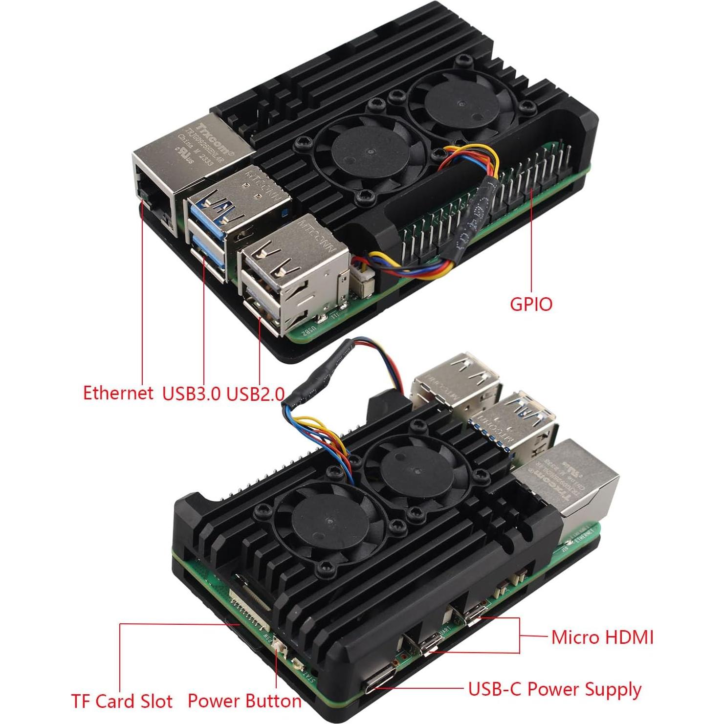 Caja de Aluminio ZDE para Raspberry Pi 5 con Ventiladores