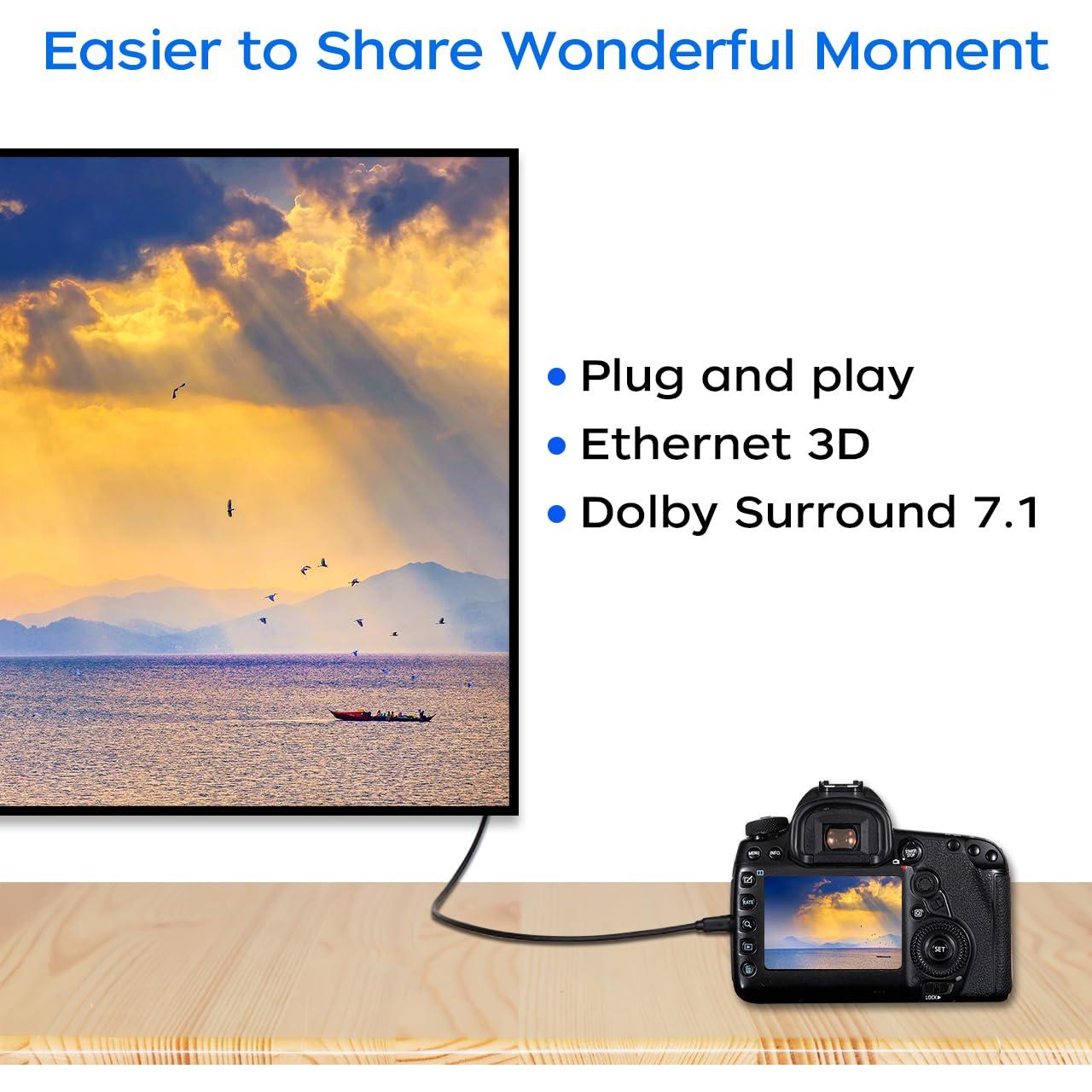 Adaptador Micro HDMI a HDMI QINGLER 1.83m 2 Paquetes