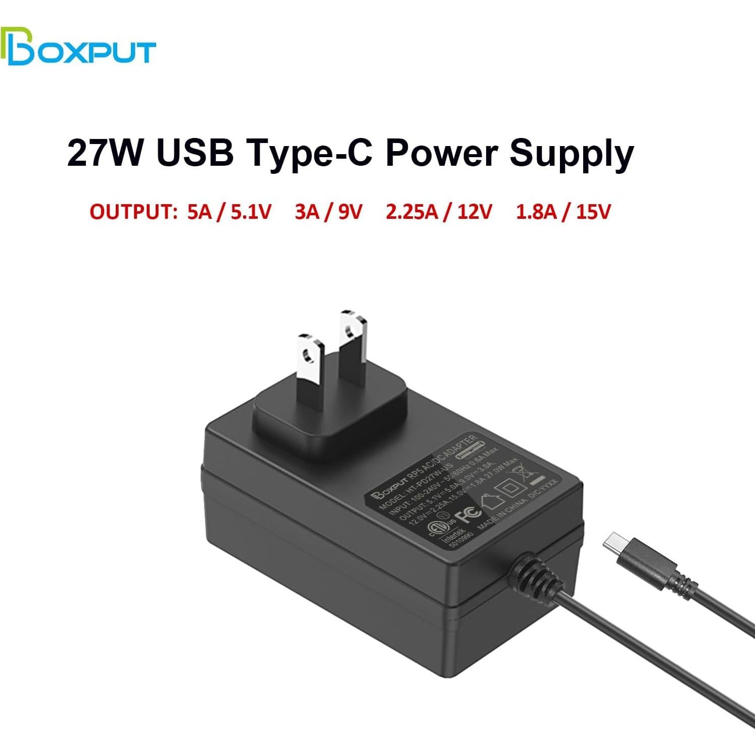 Fuente de Alimentación USB-C 27W BOXPUT para Raspberry Pi 5