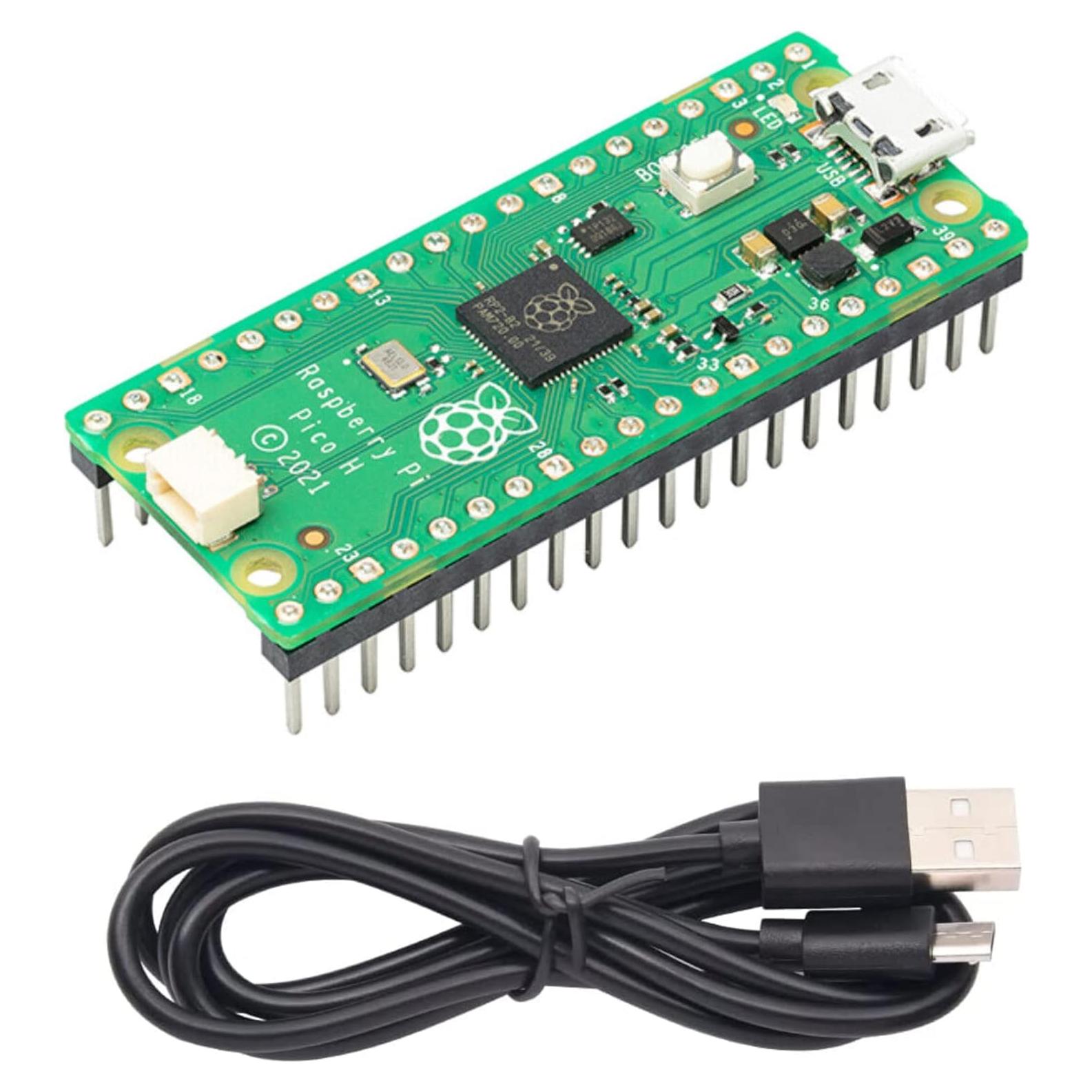 Kit Raspberry Pi Pico H con Pines Pre-soldados y Cable USB