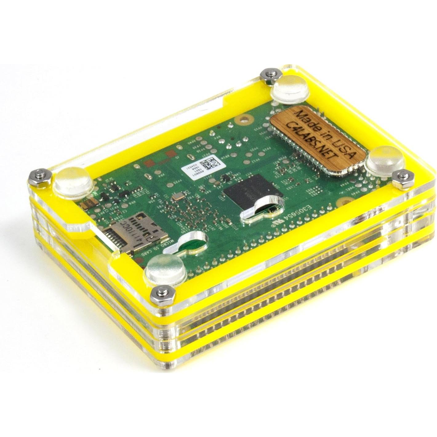 Funda C4 Labs Zebra Amarillo para Raspberry Pi 3 B+/2/B+