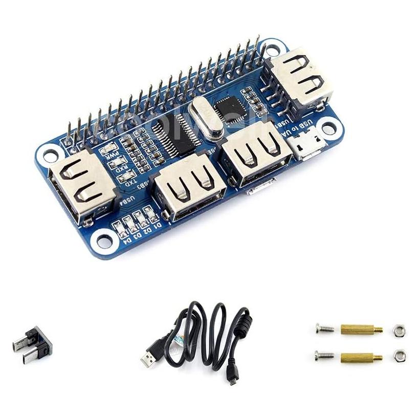 HUB USB HAT 4 Puertos Waveshare para Raspberry Pi 4 y Zero