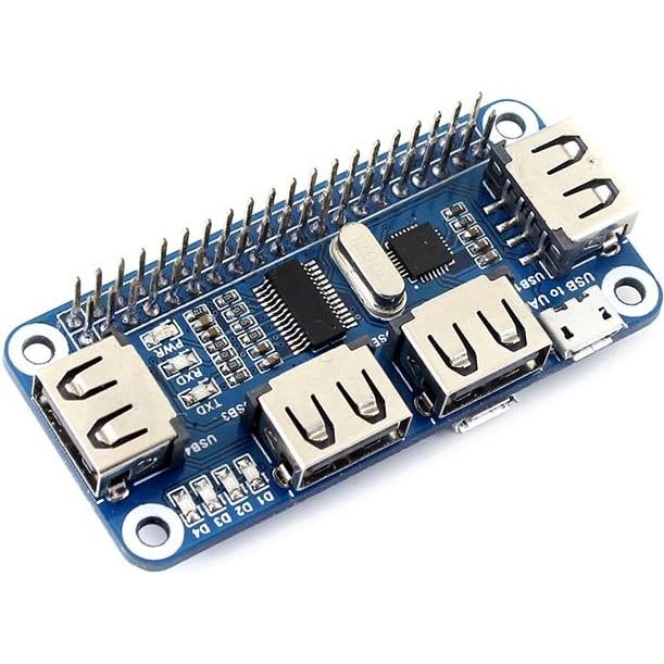 HUB USB HAT 4 Puertos Waveshare para Raspberry Pi 4 y Zero