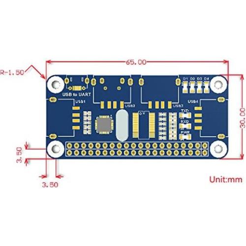 HUB USB HAT 4 Puertos Waveshare para Raspberry Pi 4 y Zero