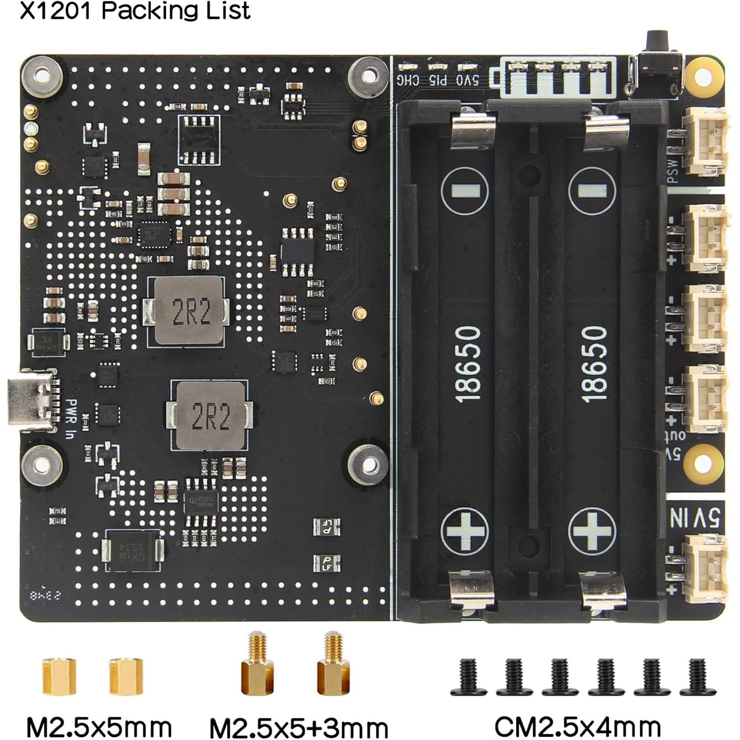 Geekworm X1201 UPS Shield para Raspberry Pi 5 - 5V 5A
