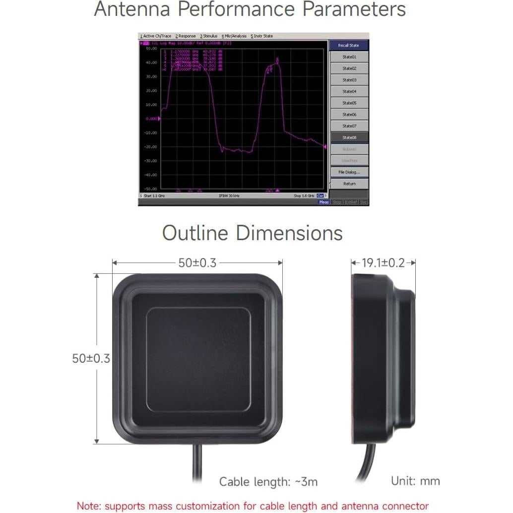 Antena GNSS Doble Frecuencia Waveshare L1+L5 SMA-J 99.7g