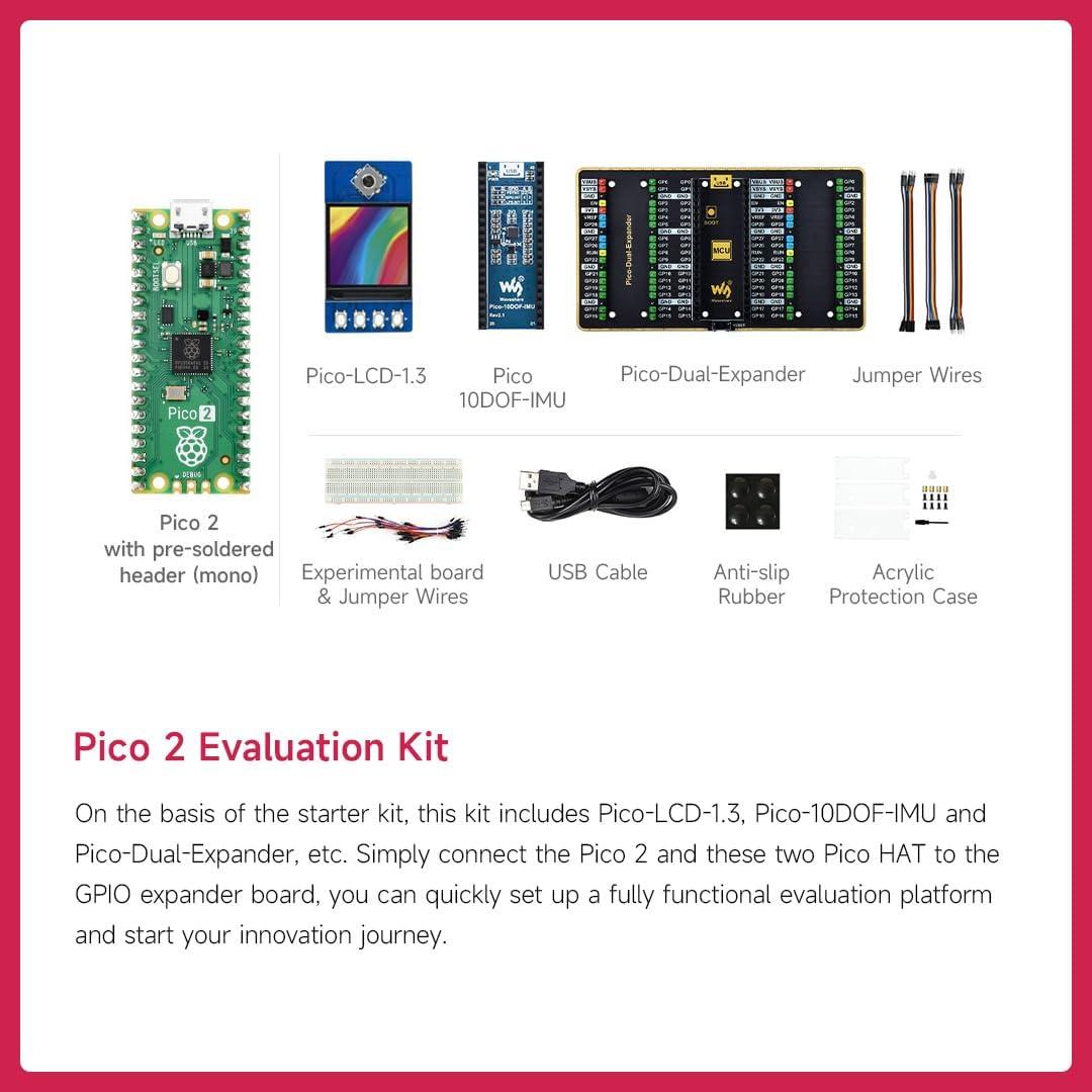 Kit de Evaluación Waveshare Raspberry Pi Pico 2 - Doble Núcleo