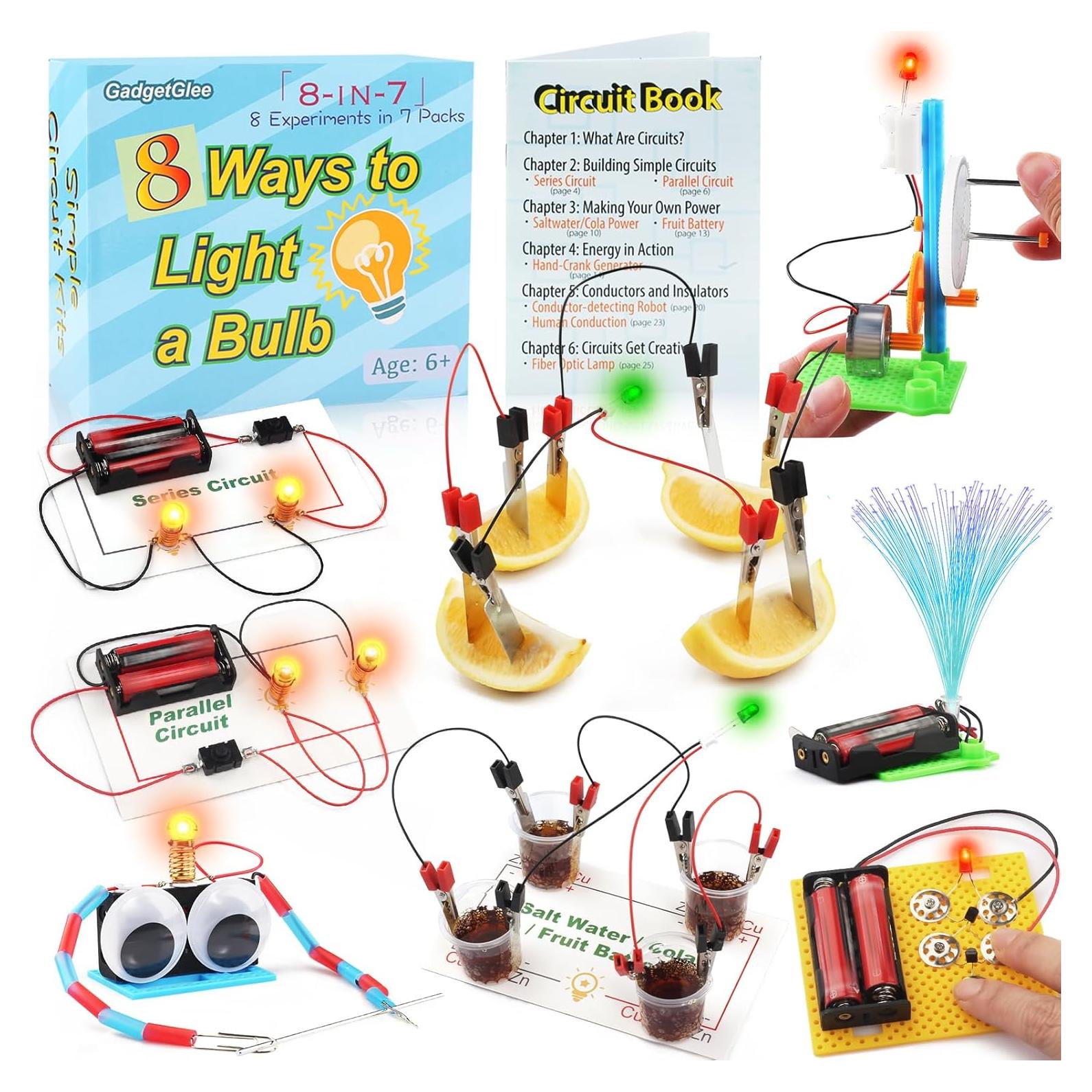 Kit de Circuito Eléctrico GadgetGlee para Niños 8 Experimentos