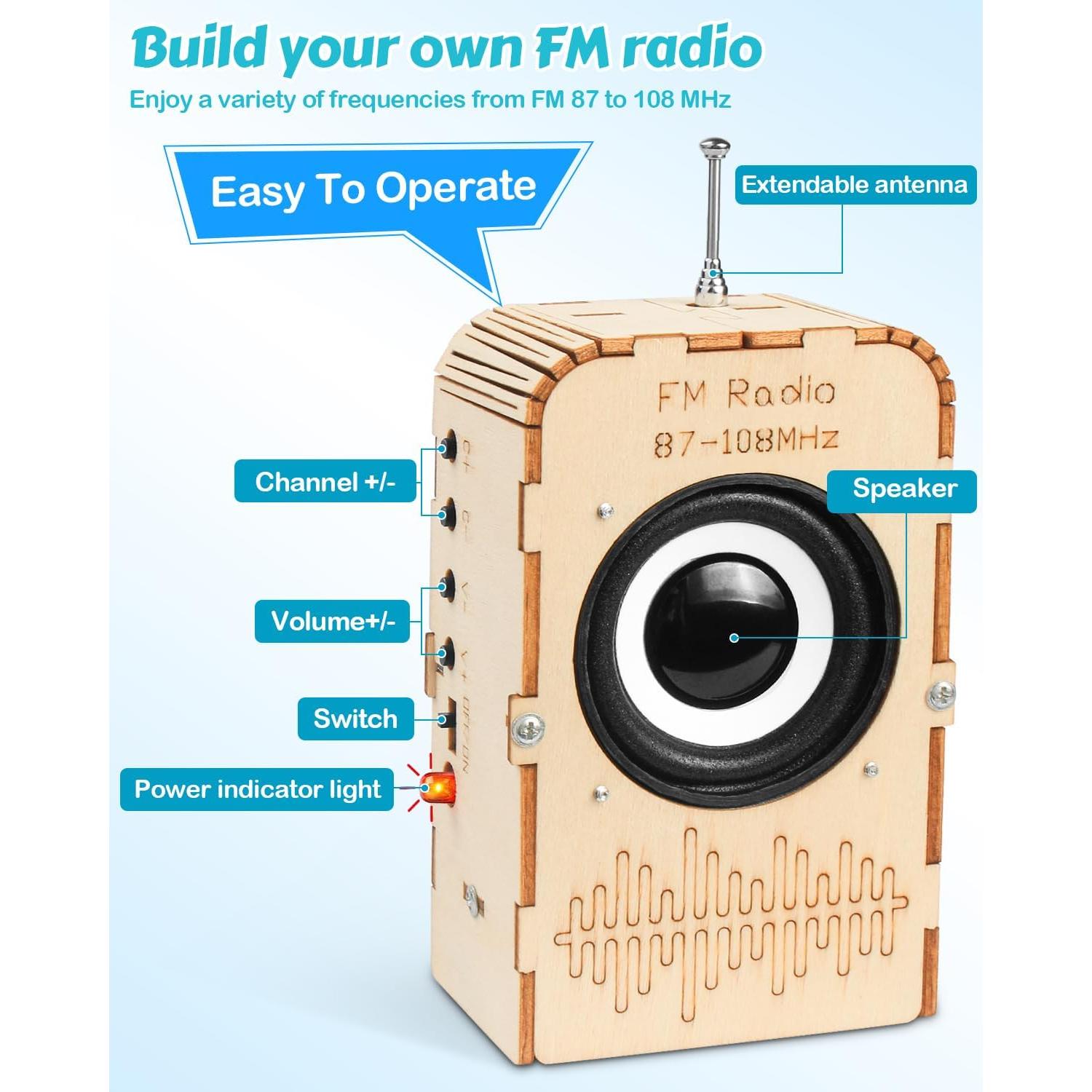 Kit de Ciencia Poraxy para Niños 8-12 Años - Altavoz Bluetooth y Radio FM