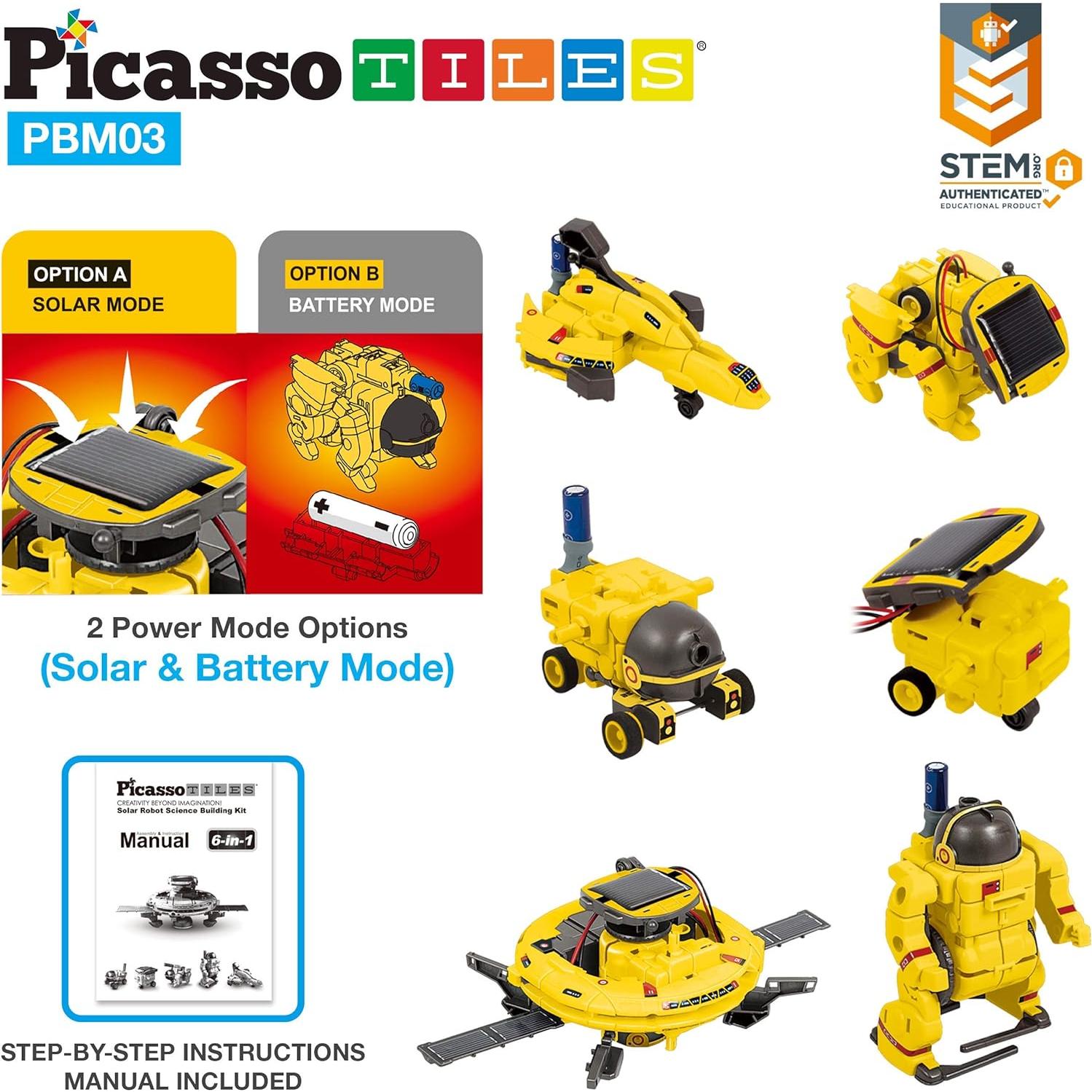 Robot Solar Educativo 6-en-1 PicassoTiles para Niños 8+