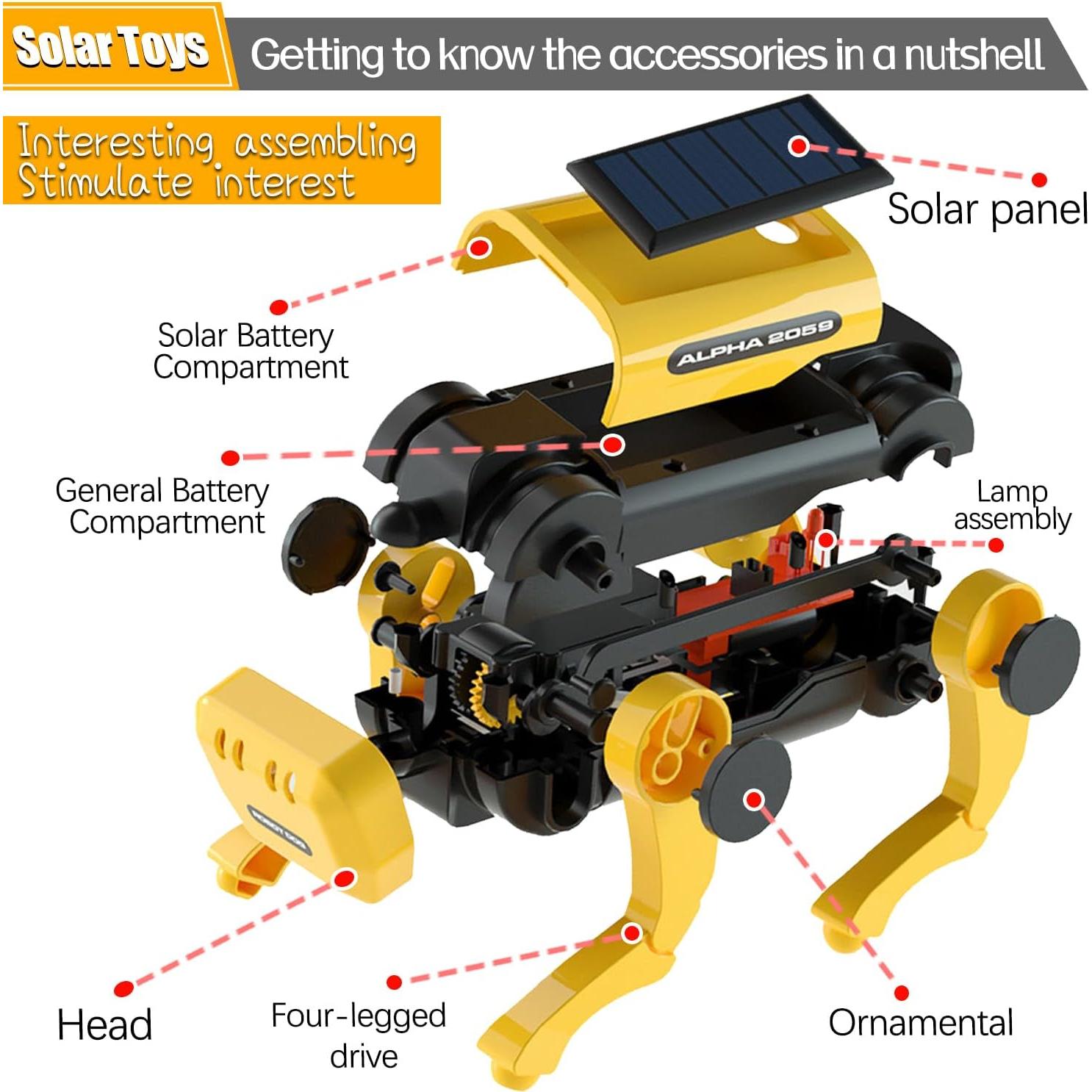 Robot Dog Toys - Solar Robot Toys for Kids,Science Educational Toys Science Kits Robotics Kit,DIY Learning Educational Robot Kit Birthday Gift for Kids Boys Girls