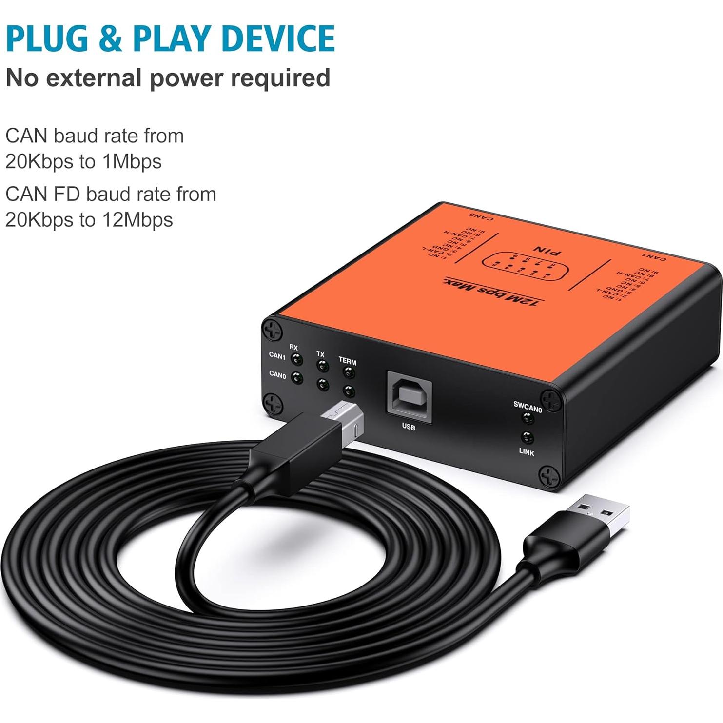 Convertidor USB a CANFD Doble Canal Pibiger USB2CANFD-X2