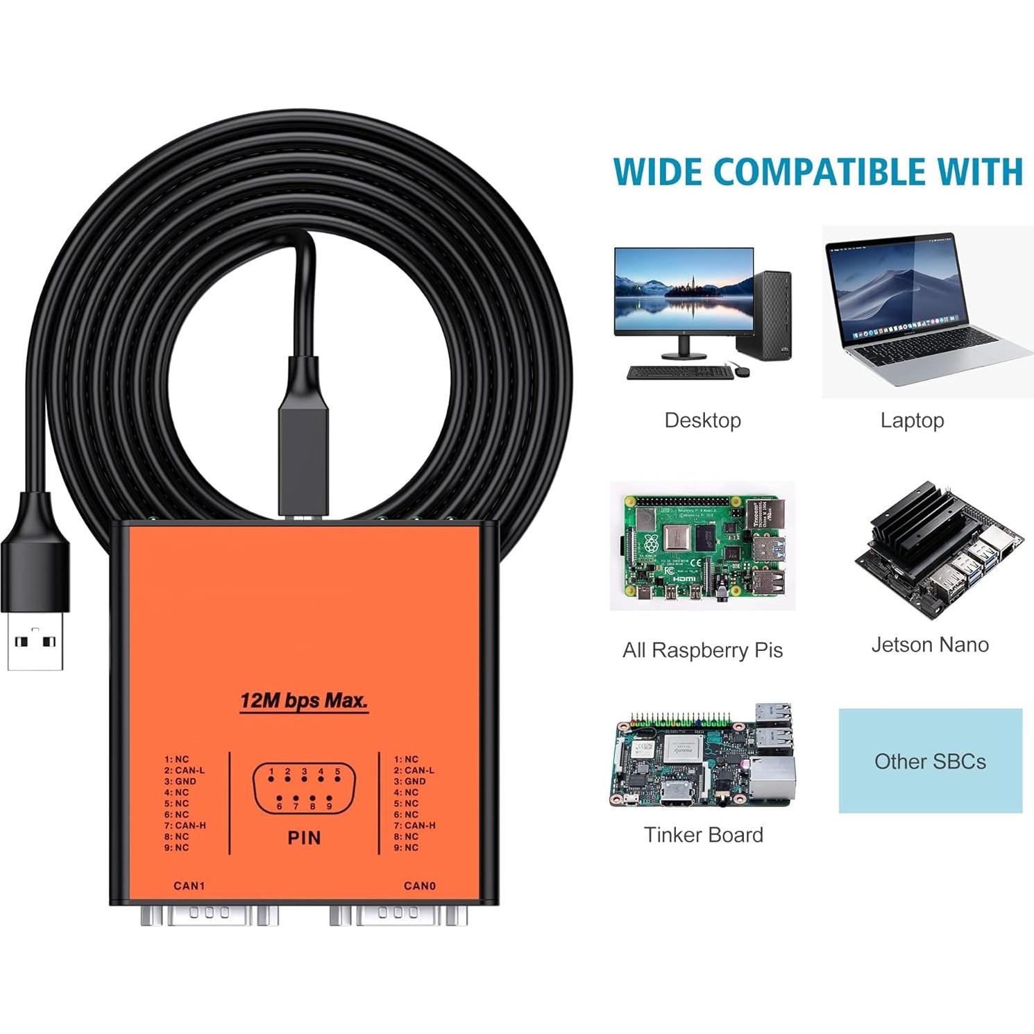 Convertidor USB a CANFD Doble Canal Pibiger USB2CANFD-X2