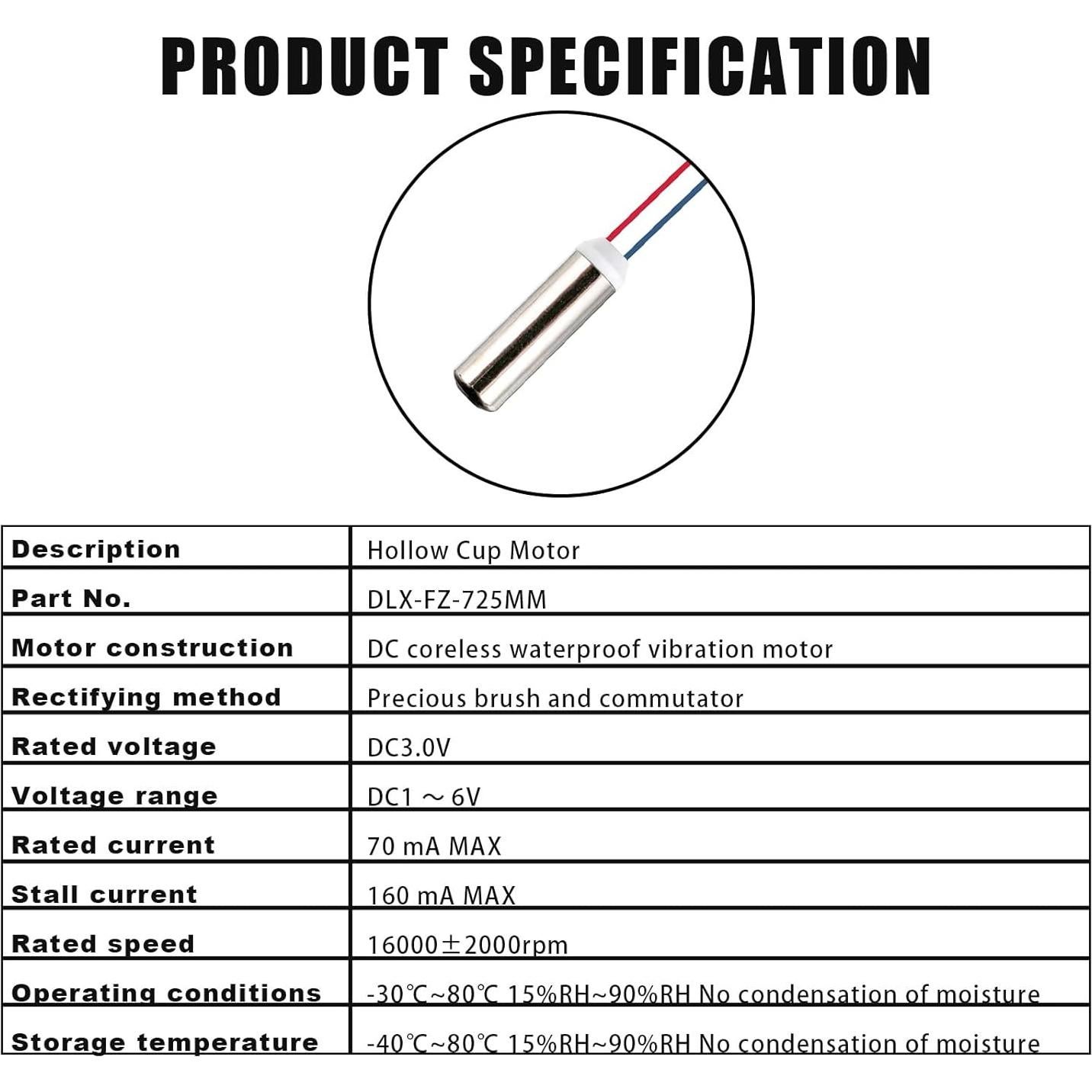 6 Motores de Vibración Sin Núcleo DC 7x25mm Zard 1-6V
