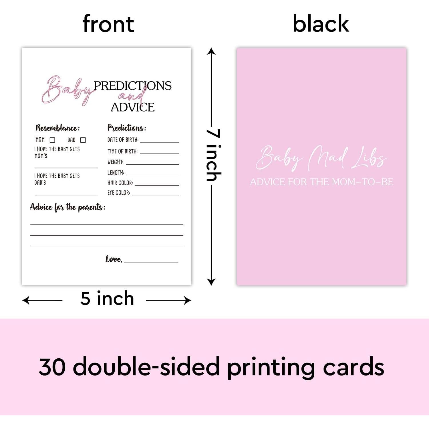 Juego de Baby Shower YUEXLL 30 Tarjetas Predicciones 12,7x17,8cm
